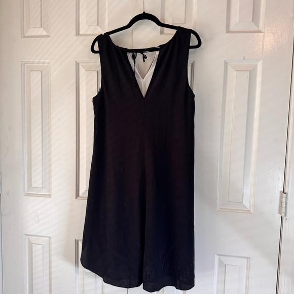 Eileen Fisher Black Sleeveless Shift Dress 100% Silk Lined Size Medium - Picture 3 of 8